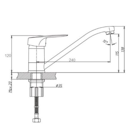 Смеситель для кухни D-Lin D153359, хром