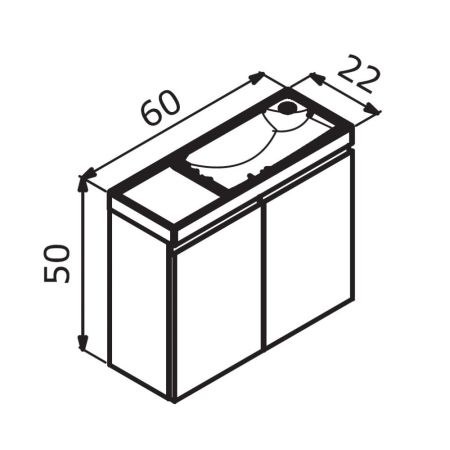 Тумба с раковиной ORKA Ferla 60 подвесная, синий матовый, артикул 5004323