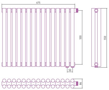Отопительный радиатор ЭСТЕТ-11 н/ж EU50 500х675 / 15 сек (Состаренная Латунь)