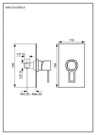 Emmevi Siris, однорычажный встраиваемый смеситель для душа, ручка со стержнем, цвет хром, артикул 47009LA/CR