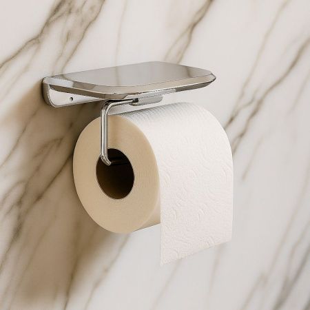 Держатель для туалетной бумаги с полочкой Knotlor PH103C, хром, артикул PH103C
