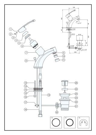 Смеситель Planet с донным клапаном для раковины, цвет хром