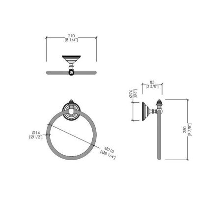 Devon Black Diamond Полотенцедержатель - кольцо, декоративные элементы черного цвета ,цвет  бронза, артикул BLKD507BR