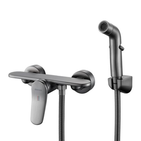 Гигиенический душ со смесителем Shevanik S4705T-1, оружейная сталь