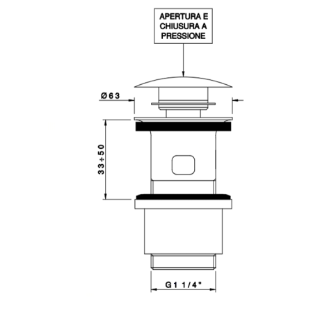 Nicolazzi Scarichi Сливной донный клапан 1”1/4 “clic-clac, с переливом, цвет хром, артикул 5558CR