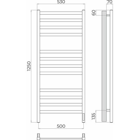 Полотенцесушитель электрический Terminus Ното П12 50х125, артикул 4670078544506