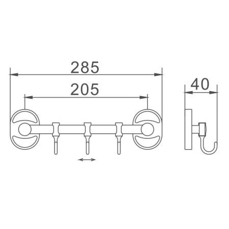 Планка с крючками для полотенец Haiba HB1915-3, хром