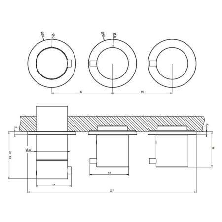 GESSI 316 Встраиваемый термостатический смеситель на 2 выхода внешние части), цвет: Black XL