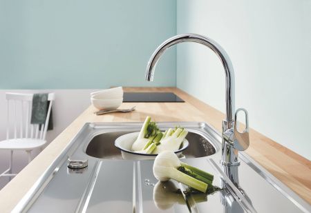Смеситель для кухни GROHE BauFlow с высоким C-образным изливом, хром (31538001)