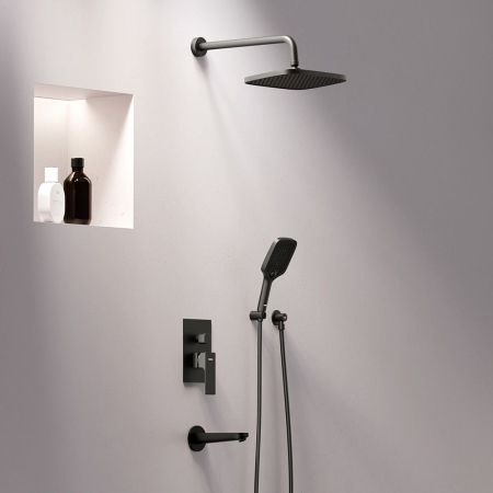 953510300 Gala встраиваемая душевая система со смесителем и изливом, чёрный, артикул 953510300