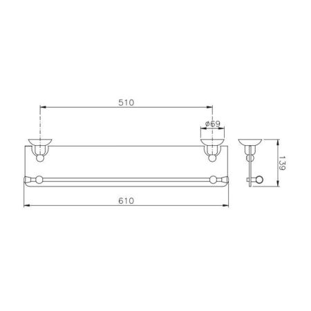 Nicolazzi Cristallo Di Rocca Полочка стеклянная 60 см, цвет: золото, артикул 1480GO09C