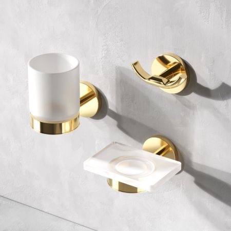 A85A34299 X-Joy, Стеклянная мыльница с настенным держателем, золото, артикул A85A34299