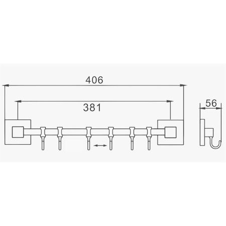 Планка с крючками для полотенец D-Lin D288222-6, черный