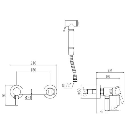 Гигиенический душ со смесителем  Savol S-FXQ006H, черный, артикул S-FXQ006H