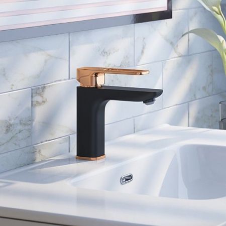 Смеситель для раковины Iddis Slide SLIBG00i01 Черный Розовое золото, артикул SLIBG00i01