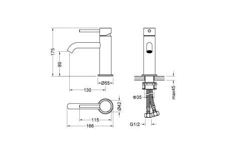 AQ1310MB ЕВРОПА смеситель для раковины 89, без донного клапана, матовый черный + AQ1360MB ЕВРОПА смеситель для душа, матовый черный + AQ2012MB ЕВРОПА душевой гарнитур 1jet 65 см, матовый черный, артикул AQ1331MB