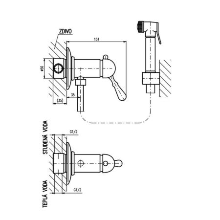 Гигиенический душ со смесителем Rav Slezak LABE L447SM, бронза, артикул L447SM
