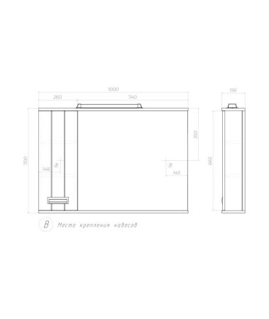 Зеркало со шкафом VIGO Diana z.DIA.100.L.El, 100 см, артикул z.DIA.100.L.El