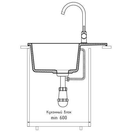 Кухонная мойка GranFest URBAN 658L, черный, артикул 658L черный