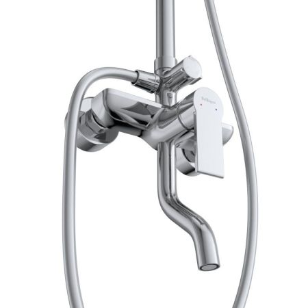 AURORA Комплект для ванной - душевая стойка с изливом и смеситель для раковины, артикул AURORA-VSCM/LVM-CRM