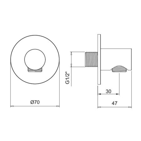 Шланговое подсоединение, Almar, Showers Accessories, стандарт подвода воды-1/2", цвет-хром, артикул E095040.CR