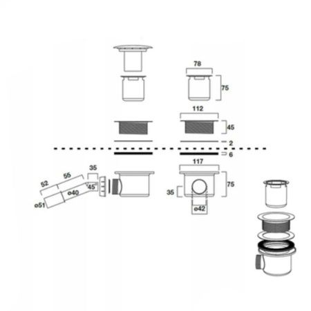 KERASAN Retro Сифон для поддона, хром диаметр 90