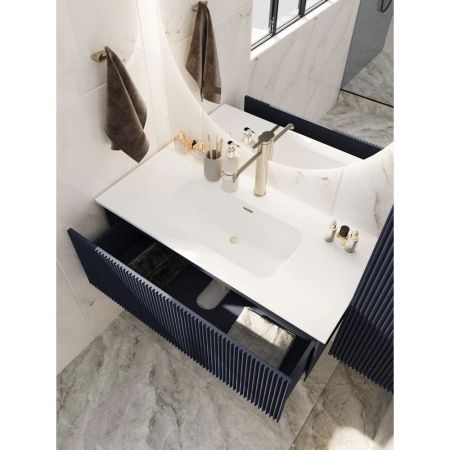 Тумба под раковину подвесная La Fenice Terra FNC-01-TER-BG-100, синяя, артикул FNC-01-TER-BG-100