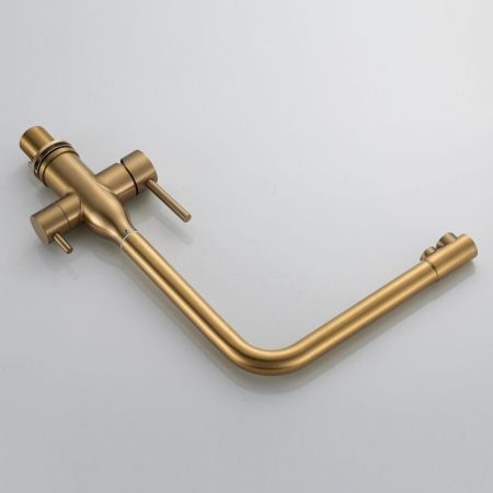 Смеситель для кухни с подключением фильтра Shevanik S248G, золотой сатин