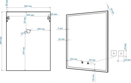 Зеркало с подсветкой ART&MAX AREZZO AM-Are-600-800-DS-FC-H-Nero