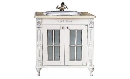 Тумба с раковиной Атолл Александрия 85 black (чёрный патина серебро)