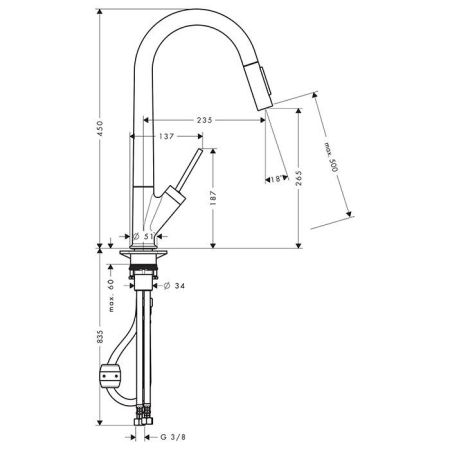AX Starck Смеситель для кухни , цвет шлифованный никель, артикул 10821820