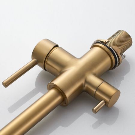 Смеситель для кухни с подключением фильтра Shevanik S228G, золотой сатин, артикул S228G