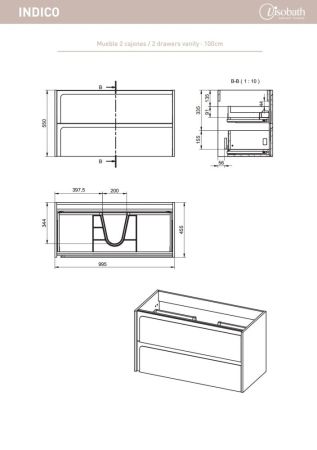 Комплект мебели Visobath Indico, 1000 мм, цвет бежевый матовый лак (Cotton-Valenti), артикул 76819/Cotton/In