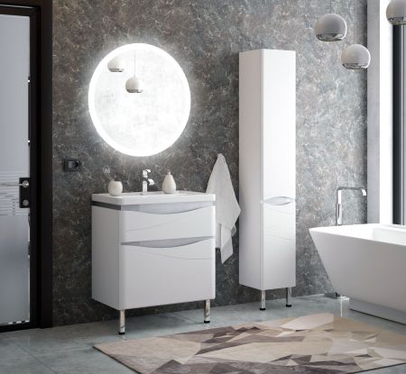 Шкаф-пенал "Омаха 30", белый / металлик, артикул SD-00000968