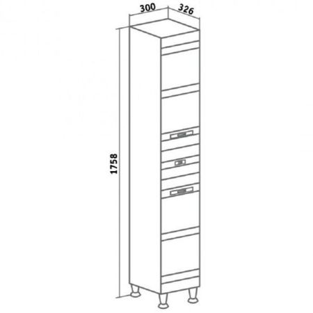 Шкаф пенал Runo Турин 30 4620750026738 с бельевой корзиной Белый, артикул 4620750026738