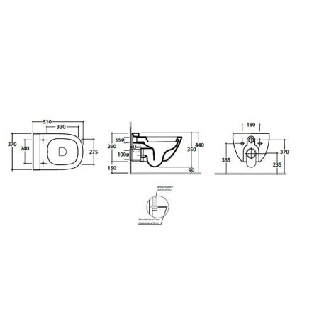 GLOBO Stockholm Унитаз подвесной 51*37см, с системой скрытого крепежа, цвет белый