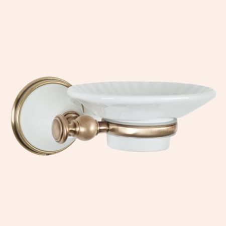 TW Harmony 106, подвесная мыльница, керамическая (белый), цвет держателя: белый/бронза, артикул TWHA106bi/br