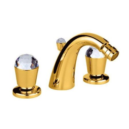 Nicolazzi Cristallo Смеситель для биде на 3 отверстия, излив: 119мм, цвет: золото, артикул 2015GO22
