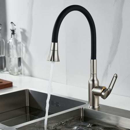 Смеситель для кухни с гибким изливом Raffine F303L-3, сатин