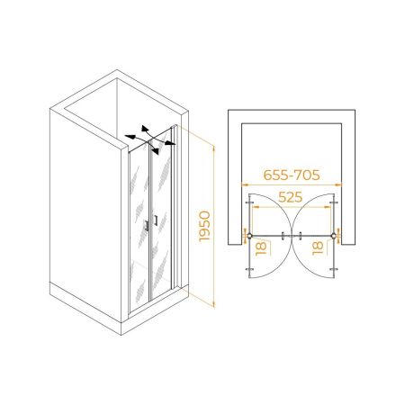 Душевая дверь RGW PA-104B (700), артикул 060810407-14