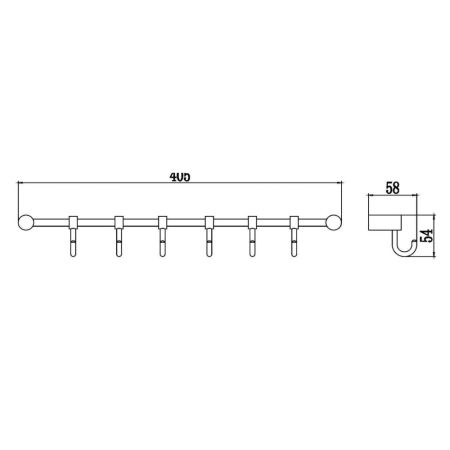 Планка с крючками Savol S-006206, хром, артикул S-006206
