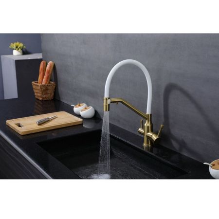 Смеситель для кухни с подключением фильтра Raglo R81.62.03, золотой сатин, артикул R81.62.03