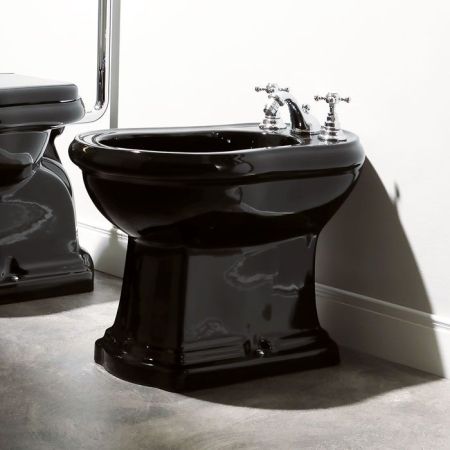KERASAN Retro Биде напольное с 1 отв. под смеситель, цвет черный глянец, артикул 102004 nero*1