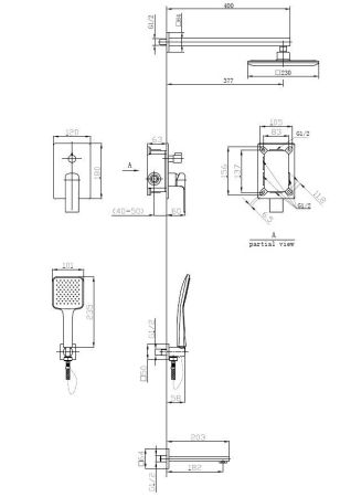 Душевая система скрытого монтажа 7в1 Squared Chrome, артикул: 7in1 SQ ESKO, артикул 7in1 SQ