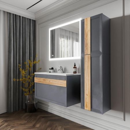 Комплект мебели для ванной Бриклаер БЕРЛИН 100SD, оникс серый, артикул БЕРЛИН 100SD