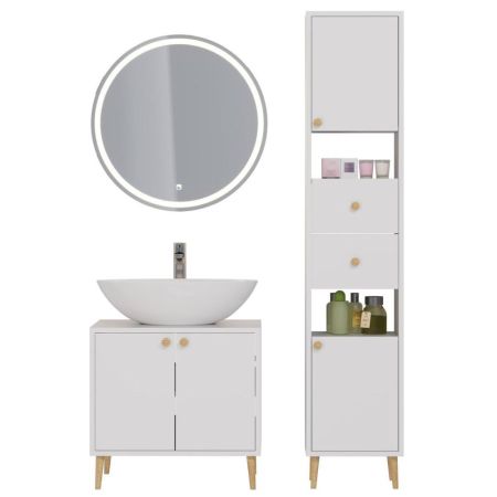 Тумба с раковиной напольная Dreja Luno 60 см, белый, артикул 99-2001-com