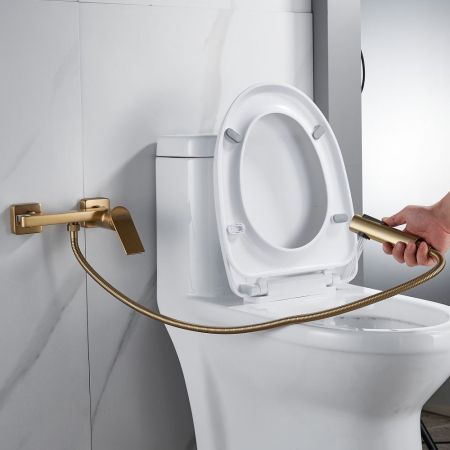 Гигиенический душ со смесителем Shevanik S4105G-1, золотой сатин