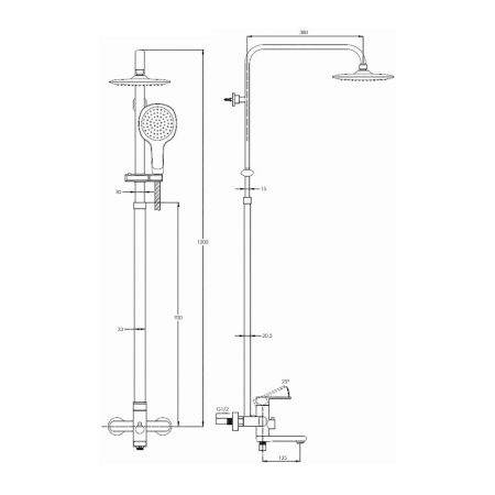 Душевая система G.Lauf NOB16-A128, хром, артикул NOB16-A128