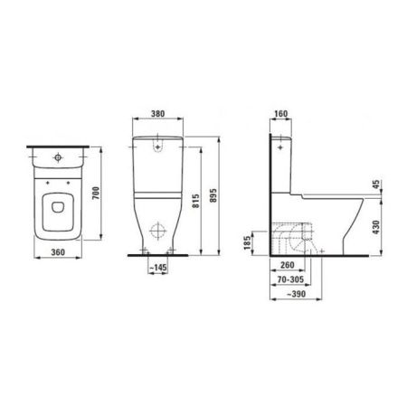 Laufen Palace Бачок для унитаза моноблок, подвод воды снизу слева,цвет белый (укомплектован механизмом слива хром), артикул 8.2870.3.000.873.1
