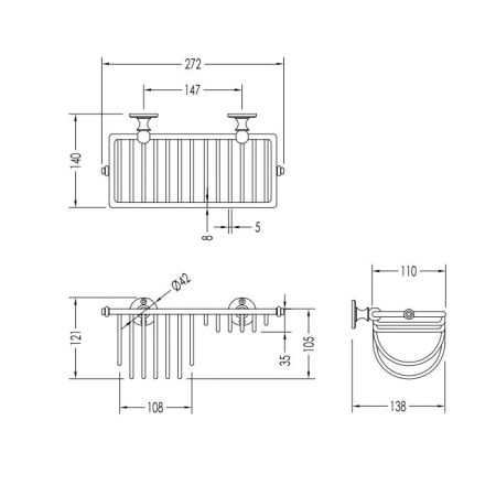 Devon First Class Полочка для губки решетчатая, настенная, цвет: никель блестящий, артикул DD33075NKS